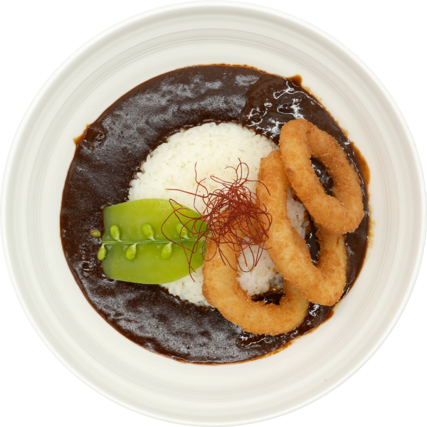 <p>Black Curry with Fried Calamari Rings<br />
 </p>
