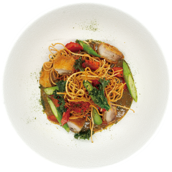 <p>Crispy Noodles with Chicken Katsu Curry</p>
