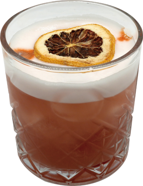<p>Shiraz-Infused Gin, Lemon, Egg White, Angostura Bitters.</p>
