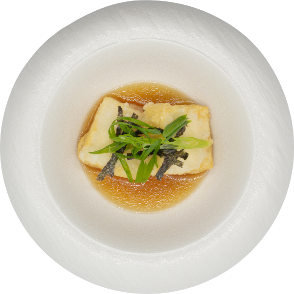 <p>Crispy Tofu - Dashi Broth - Pickled Beetroot - Radish</p>
